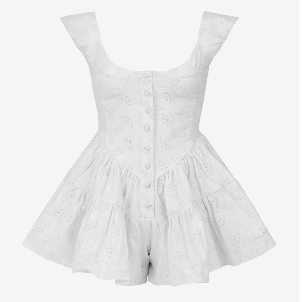 THE ELISABETH ROMPER DRESS -
WHITE EYELET - Picture 7 of 7